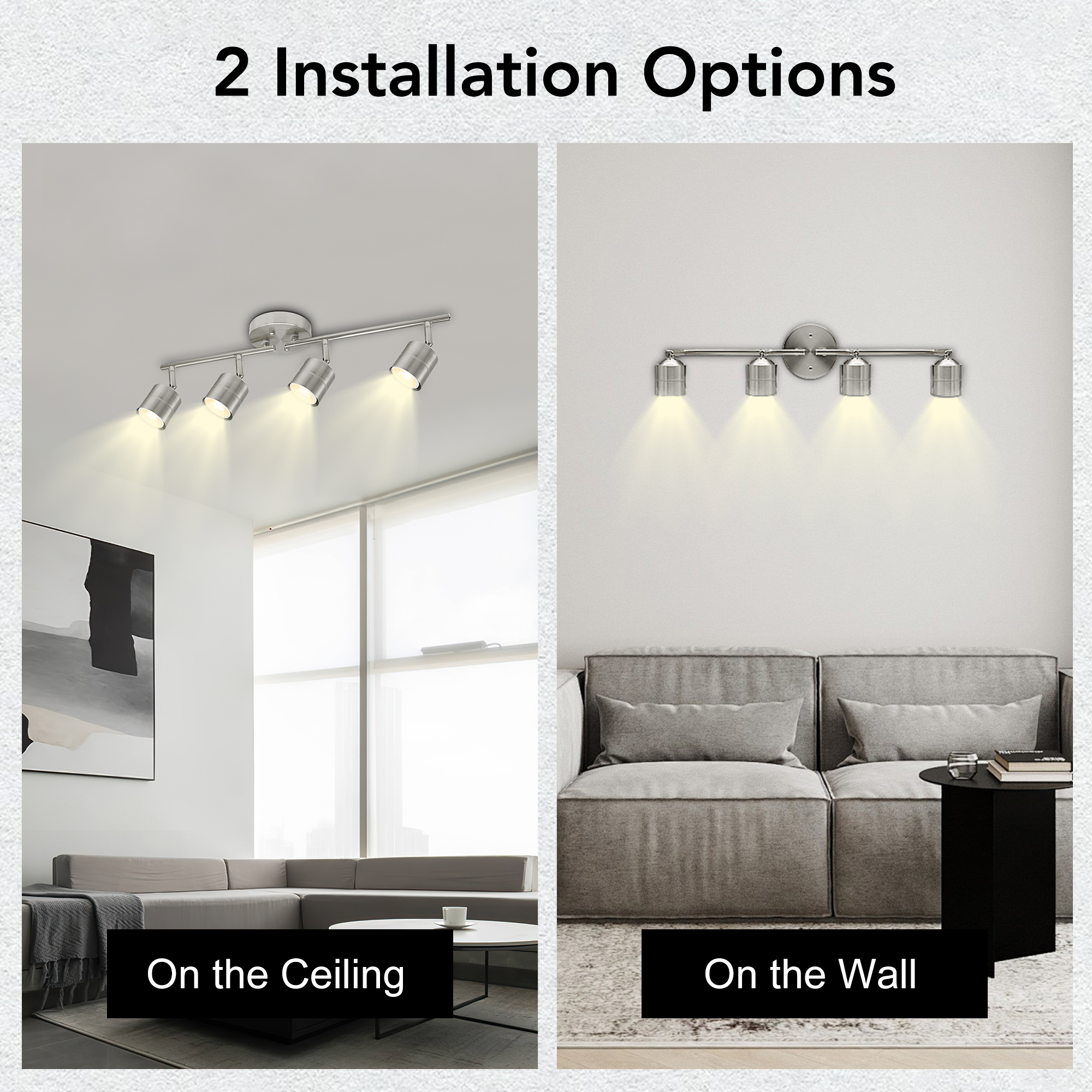 Track Lighting 26.25-in 4 -Light Brushed Nickel dimmable GU10 pin base Modern/contemporary Flexible Track Lighting Kit with Round Brushed Nickel Pivoting Heads