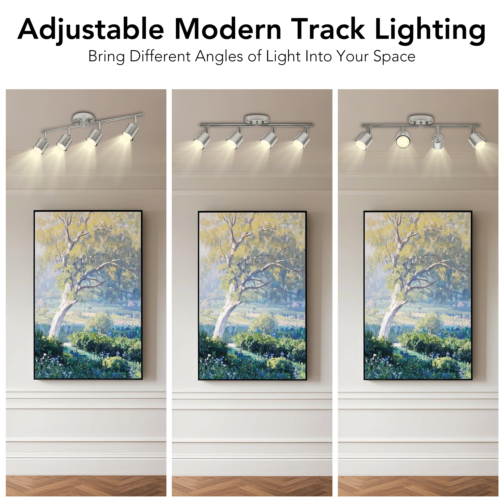 Track Lighting 26.25-in 4 -Light Brushed Nickel dimmable GU10 pin base Modern/contemporary Flexible Track Lighting Kit with Round Brushed Nickel Pivoting Heads