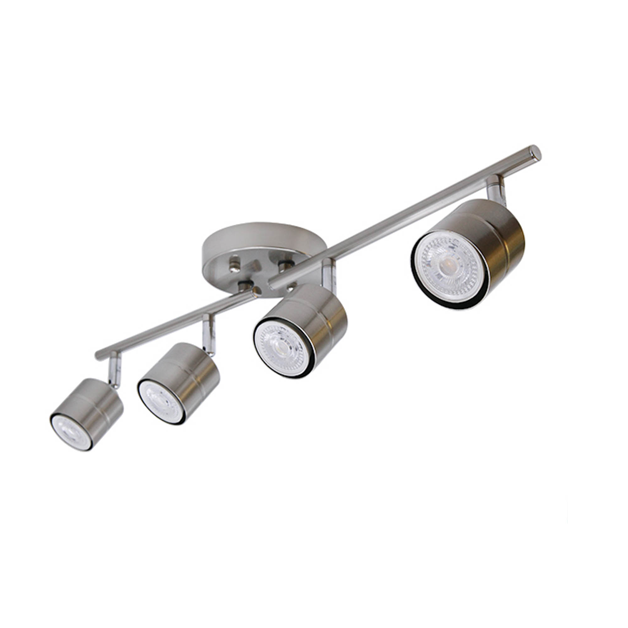 Track Lighting 26.25-in 4 -Light Brushed Nickel dimmable GU10 pin base Modern/contemporary Flexible Track Lighting Kit with Round Brushed Nickel Pivoting Heads