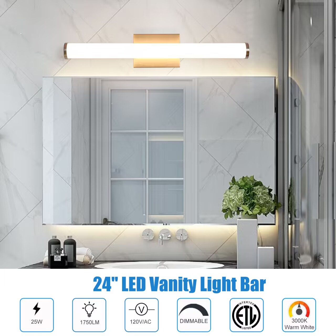 VT442424D-830CH - Vanity Light 25-in 1 -Light Polished Chrome Integrated LED Modern/contemporary Vanity light
