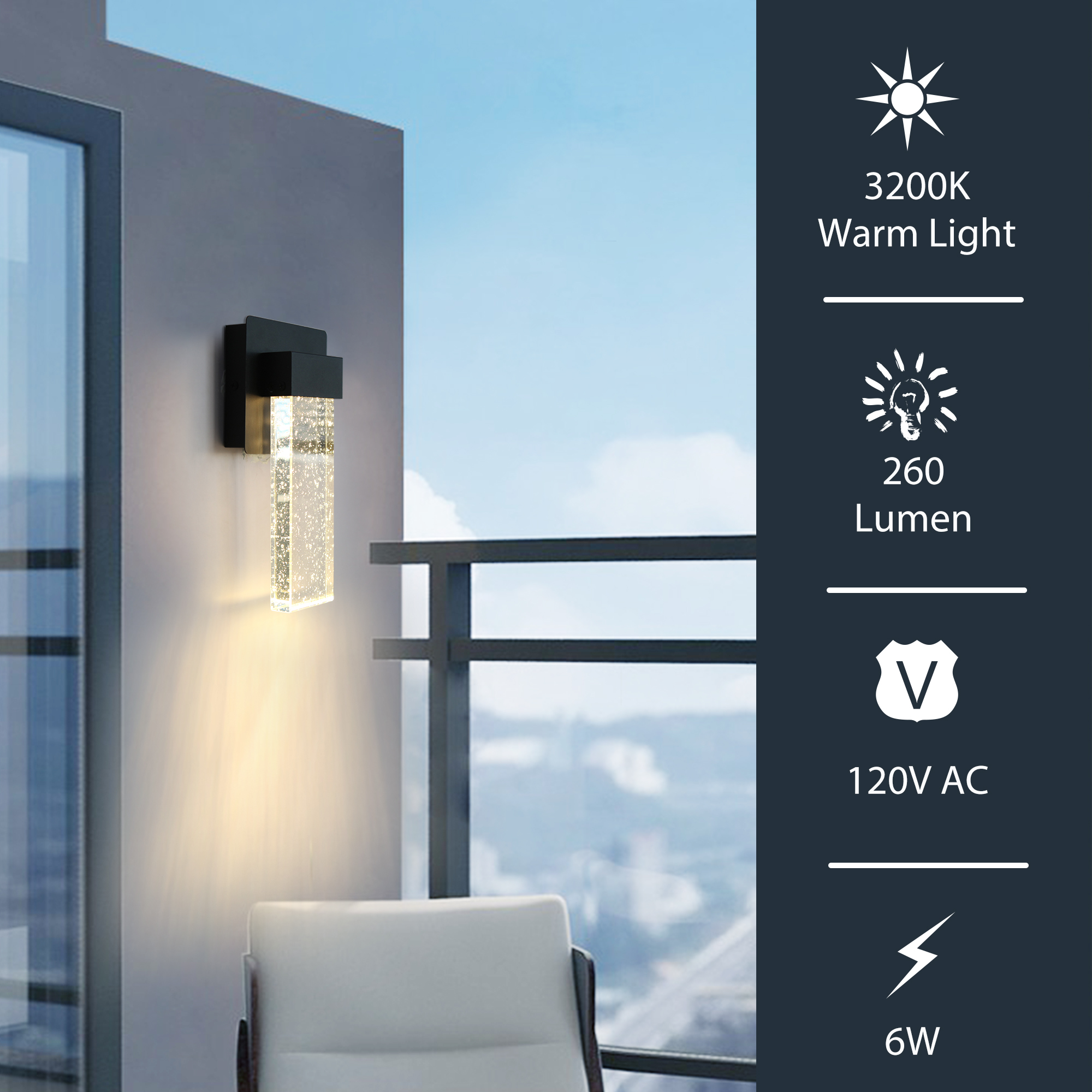 GW340301L-BK - Wall Lantern 4.7-in W 1 -Light Matte Black Integrated LED Wall Sconce