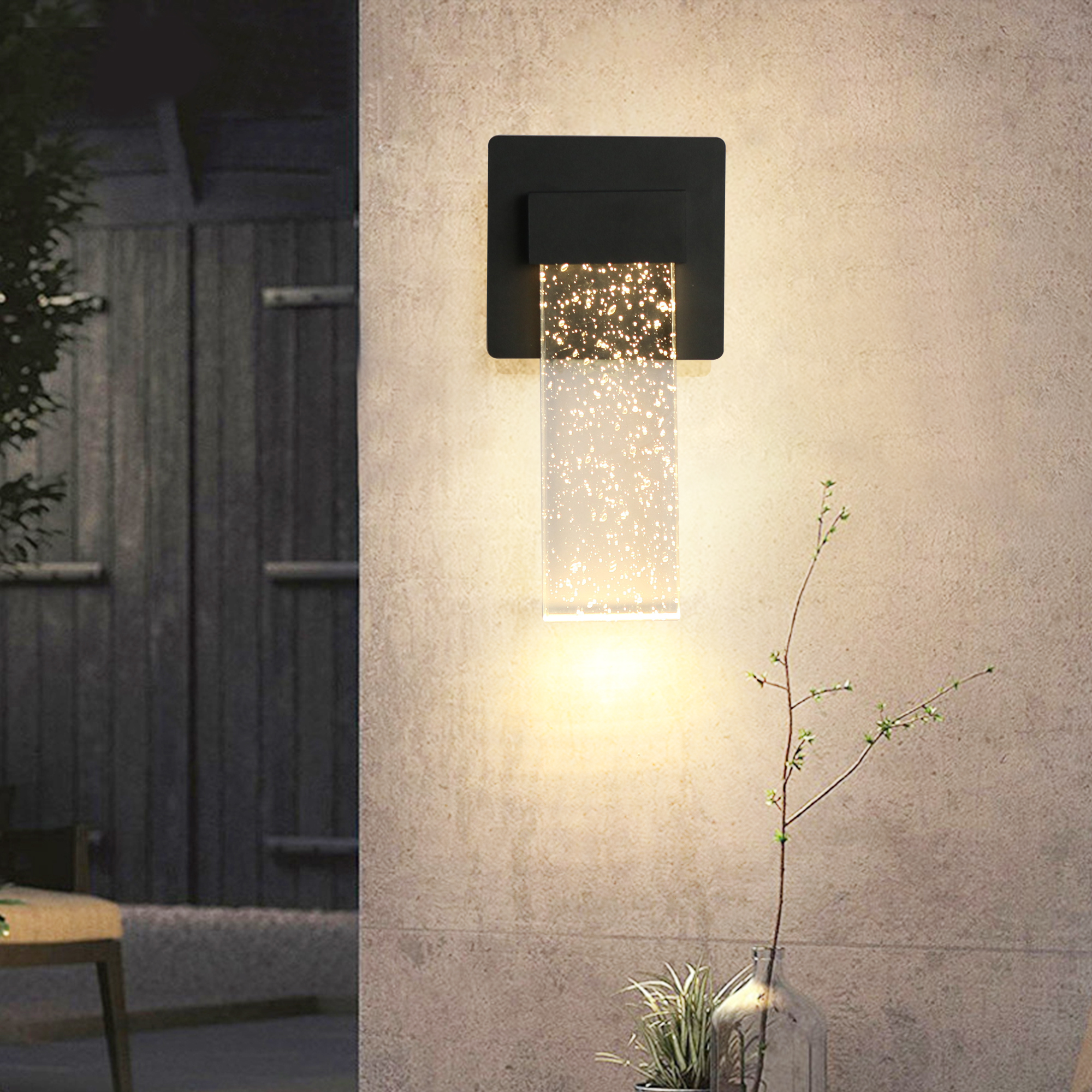 GW340301L-BK - Wall Lantern 4.7-in W 1 -Light Matte Black Integrated LED Wall Sconce