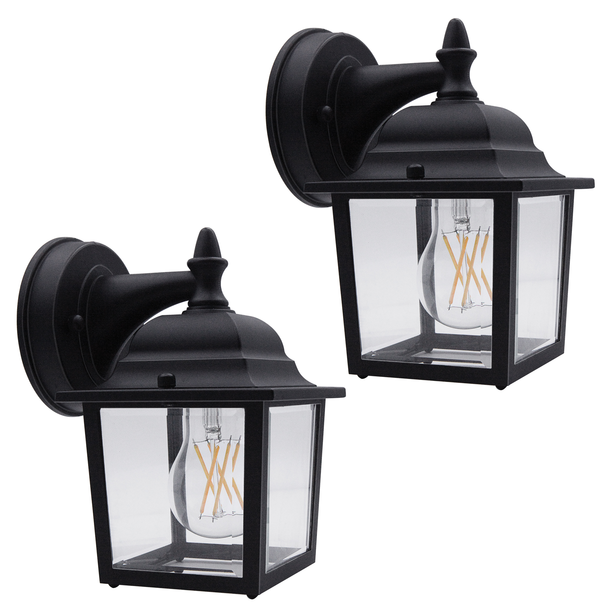 OD05080601-BK-2PKS - Wall Lantern 2 -Pack 2 -Light 8.4-in H Matte Black Hardwired Outdoor Wall Light