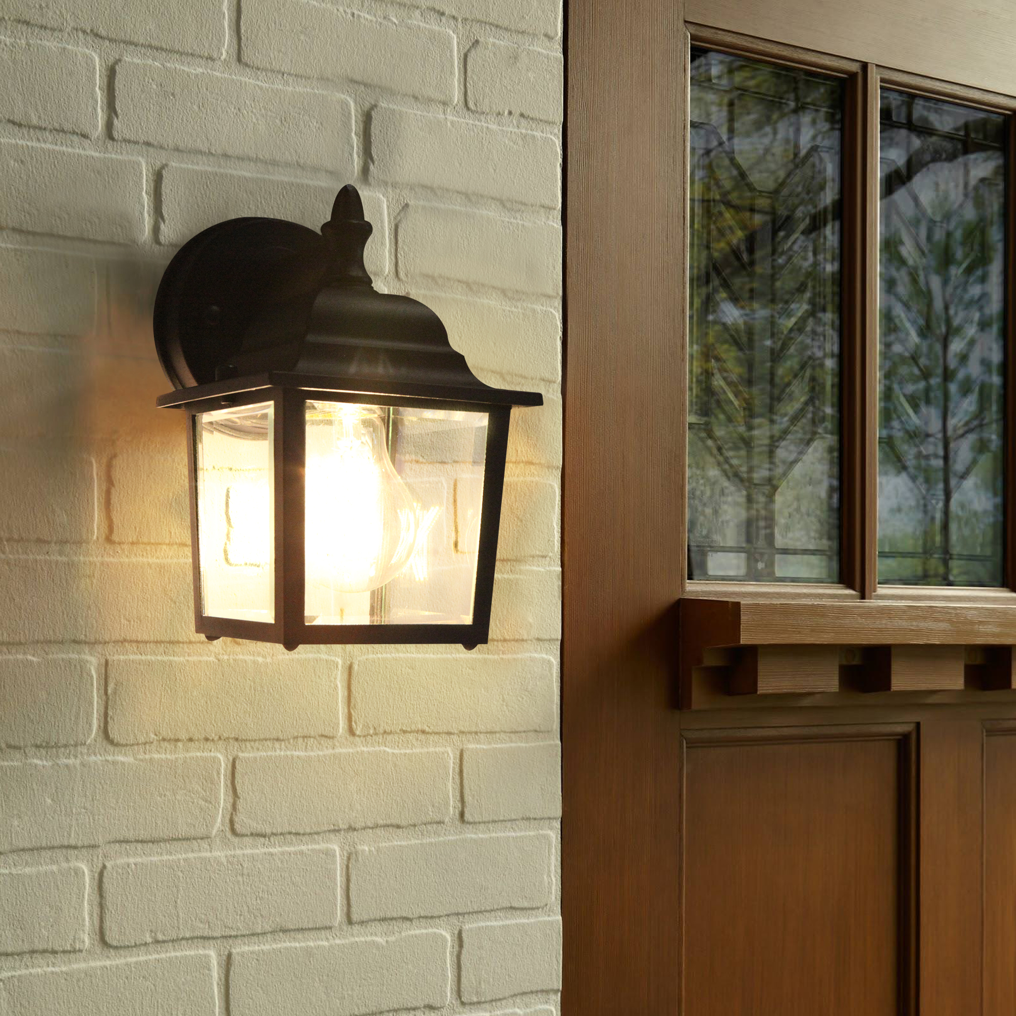 OD05080601-BK-2PKS - Wall Lantern 2 -Pack 2 -Light 8.4-in H Matte Black Hardwired Outdoor Wall Light
