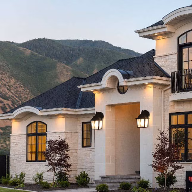 Wall Lantern 2 -Pack 2 -Light 8.4-in H Matte Black Hardwired Outdoor Wall Light