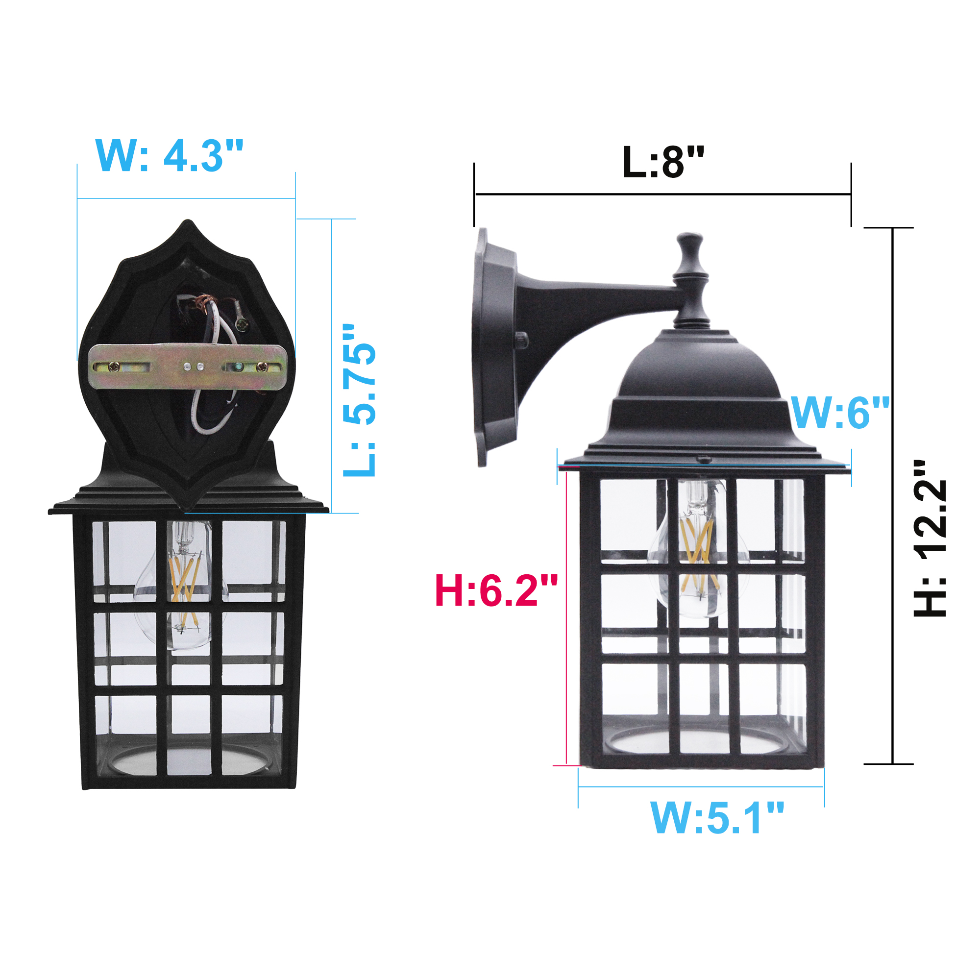 Wall Lantern 1 -Light 12.2-in H Matte Black Hardwired Outdoor Wall Light