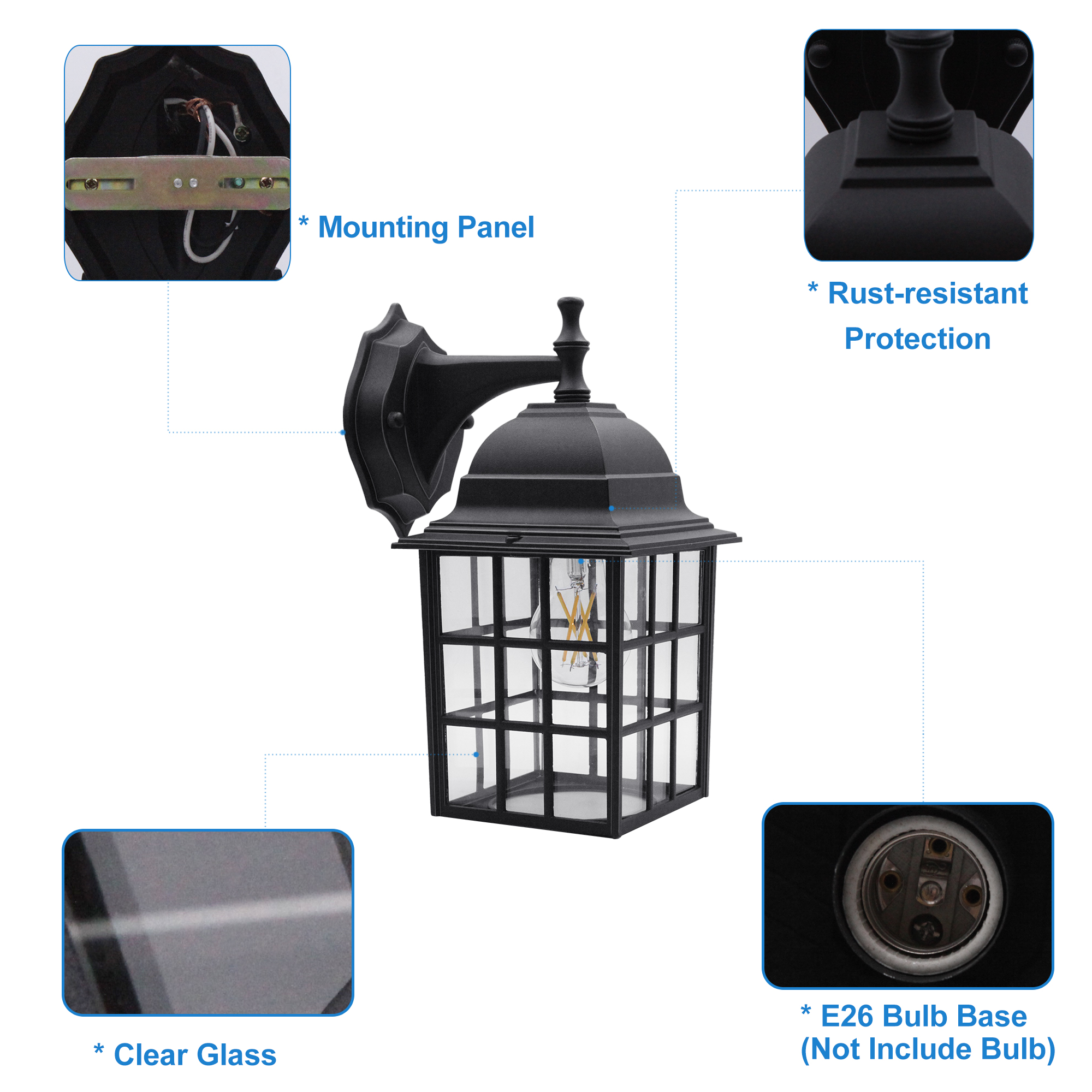 Wall Lantern 1 -Light 12.2-in H Matte Black Hardwired Outdoor Wall Light