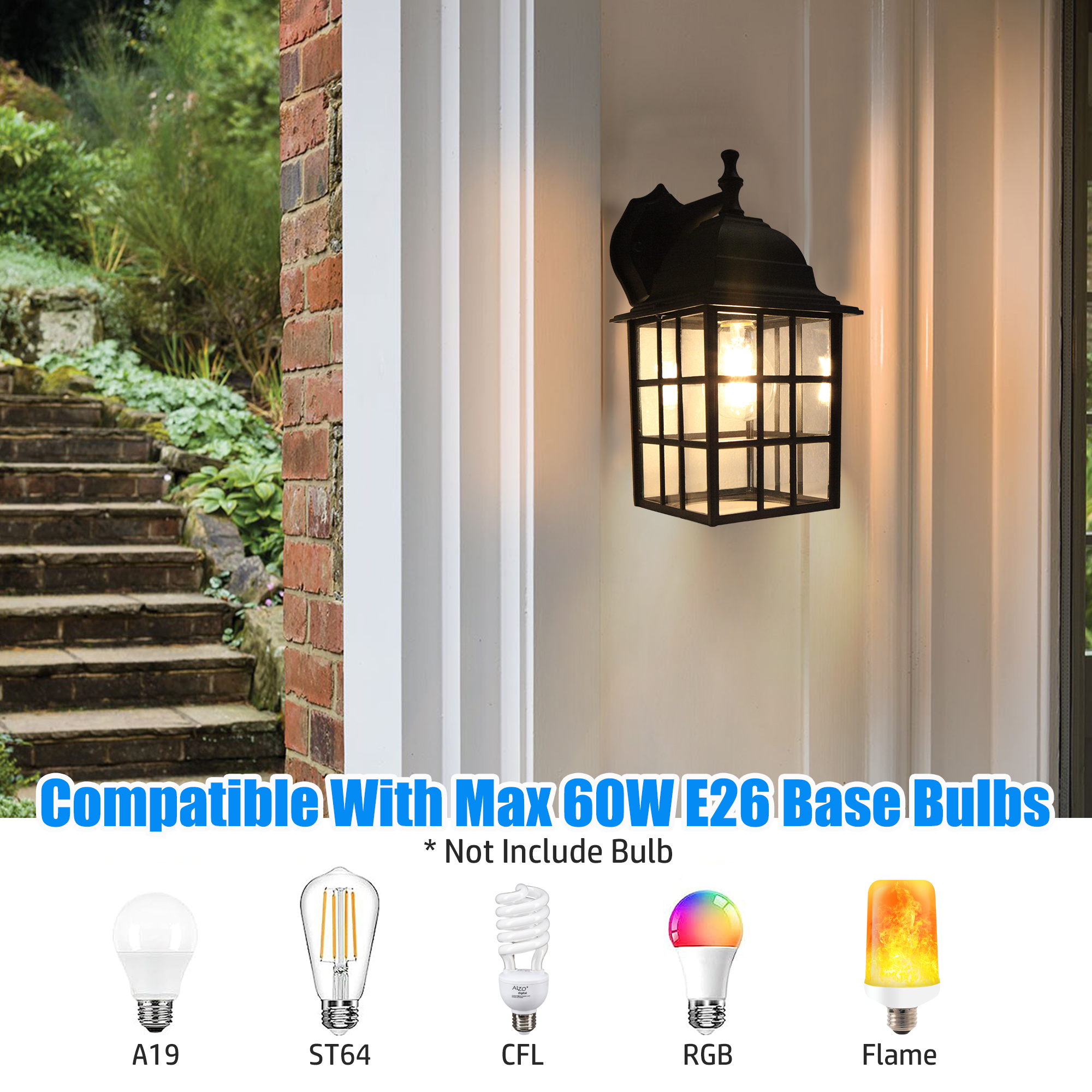 Wall Lantern 1 -Light 12.2-in H Matte Black Hardwired Outdoor Wall Light