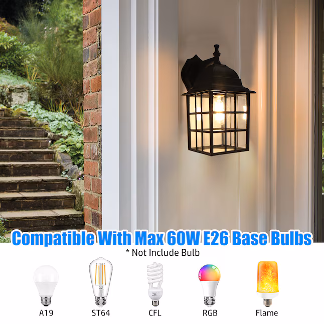 Wall Lantern 1 -Light 12.2-in H Matte Black Hardwired Outdoor Wall Light