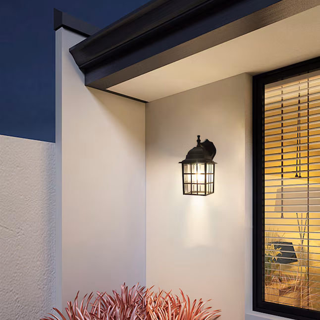 Wall Lantern 1 -Light 12.2-in H Matte Black Hardwired Outdoor Wall Light
