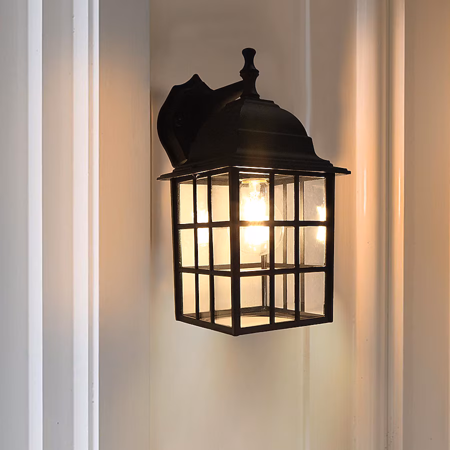 Wall Lantern 1 -Light 12.2-in H Matte Black Hardwired Outdoor Wall Light